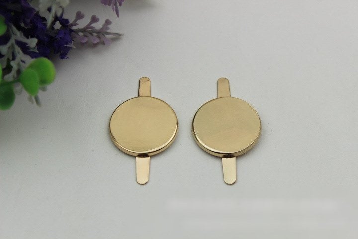 Round Plate Purse Label 2/20pcs Bag Hardware Charm Light Gold Handmade Purse Handbag Making Metal Decoration 25mm 1" Wholesale Supplies