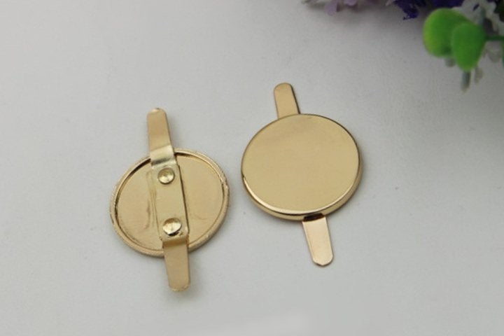 Round Plate Purse Label 2/20pcs Bag Hardware Charm Light Gold Handmade Purse Handbag Making Metal Decoration 25mm 1" Wholesale Supplies