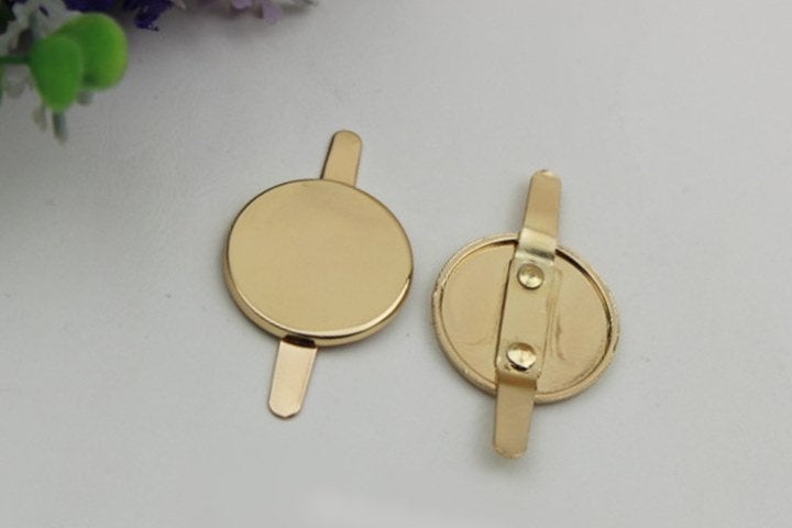 Round Plate Purse Label 2/20pcs Bag Hardware Charm Light Gold Handmade Purse Handbag Making Metal Decoration 25mm 1" Wholesale Supplies