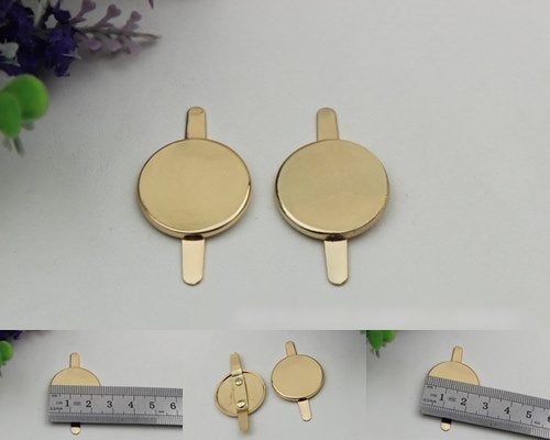 Round Plate Purse Label 2/20pcs Bag Hardware Charm Light Gold Handmade Purse Handbag Making Metal Decoration 25mm 1" Wholesale Supplies