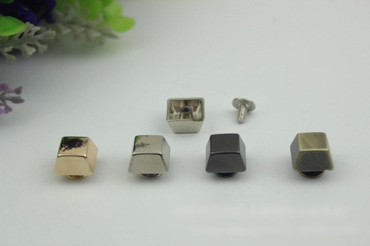 Flat Head Button Bag Hardware Square Belt Strap Chicago Screw Back Rivet Concho Stud Gold Silver Black 2/20pcs 7mm Screwback Shoe Blacelet