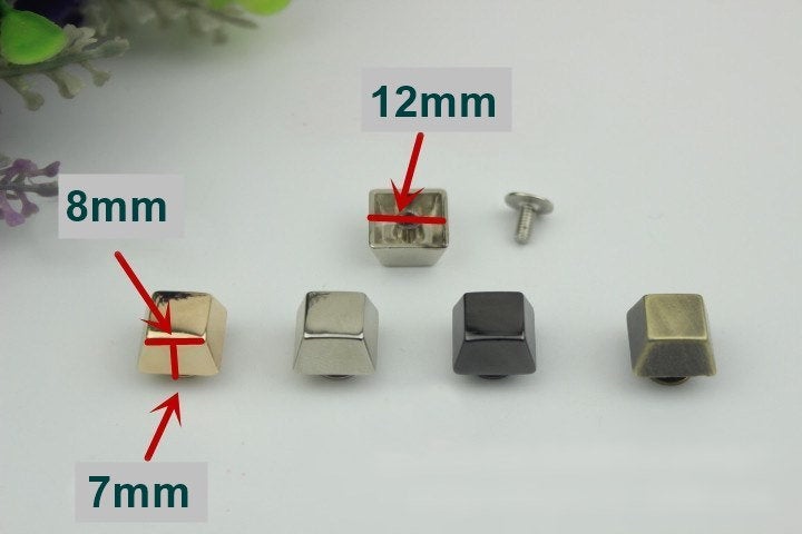 Flat Head Button Bag Hardware Square Belt Strap Chicago Screw Back Rivet Concho Stud Gold Silver Black 2/20pcs 7mm Screwback Shoe Blacelet