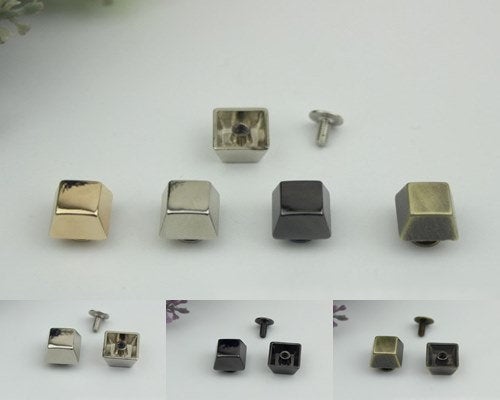 Flat Head Button Bag Hardware Square Belt Strap Chicago Screw Back Rivet Concho Stud Gold Silver Black 2/20pcs 7mm Screwback Shoe Blacelet