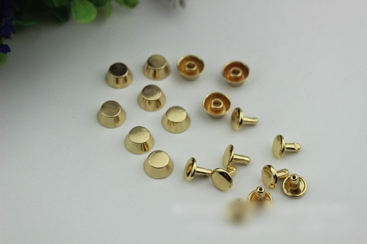 Flat Head Button Bag Hardware Cone Belt Strap Chicago Screw Back Rivet Concho Stud Gold Silver Black 1/10pcs 10mm Screwback Shoe Blacelet