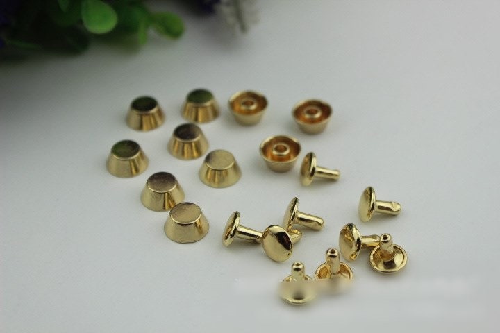 Flat Head Button Bag Hardware Cone Belt Strap Chicago Screw Back Rivet Concho Stud Gold Silver Black 1/10pcs 10mm Screwback Shoe Blacelet