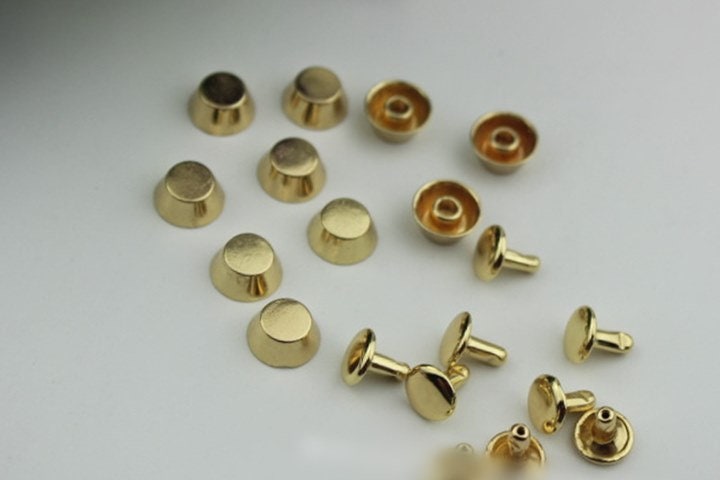 Flat Head Button Bag Hardware Cone Belt Strap Chicago Screw Back Rivet Concho Stud Gold Silver Black 1/10pcs 10mm Screwback Shoe Blacelet