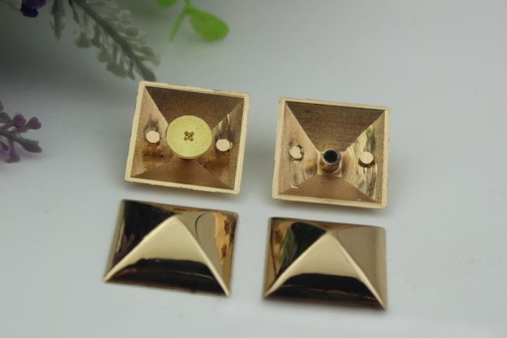 Flat Head Button Bag Hardware Pyramid Belt Strap Chicago Screw Back Rivet Concho Stud Light Gold 1/10pcs 24mm Screwback Shoe Blacelet Bulk