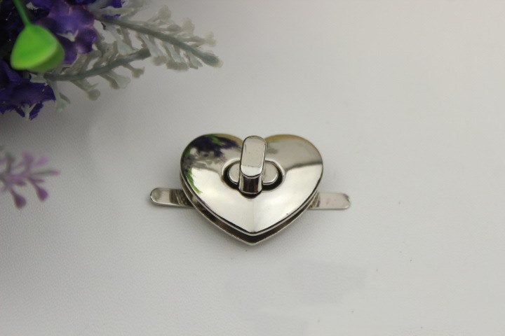 Heart Twist Turn Lock Bag Hardware Gold Silver Gunmetal Bronze 2/20 pcs Handmade Purse Handbag Making Metal 30 32mm 1 1/8 1 1/4" Supplies