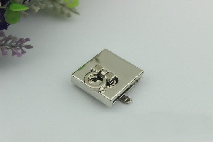 Square Rectangle Twist Turn Lock Bag Hardware Gold Silver Gunmetal Bronze 2/20 pcs Handmade Purse Handbag Making Metal 27mm 1" Bulk Supplies