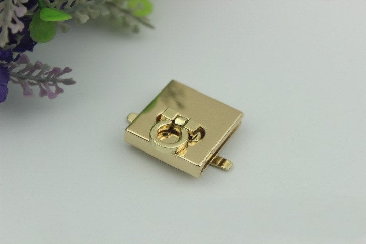 Square Rectangle Twist Turn Lock Bag Hardware Gold Silver Gunmetal Bronze 2/20 pcs Handmade Purse Handbag Making Metal 27mm 1" Bulk Supplies