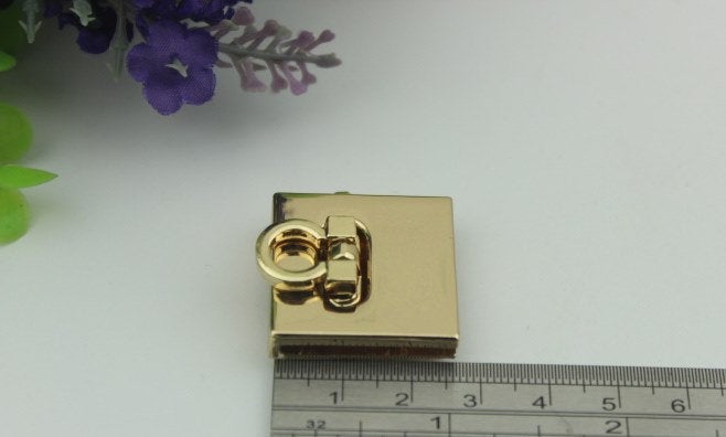 Square Rectangle Twist Turn Lock Bag Hardware Gold Silver Gunmetal Bronze 2/20 pcs Handmade Purse Handbag Making Metal 27mm 1" Bulk Supplies