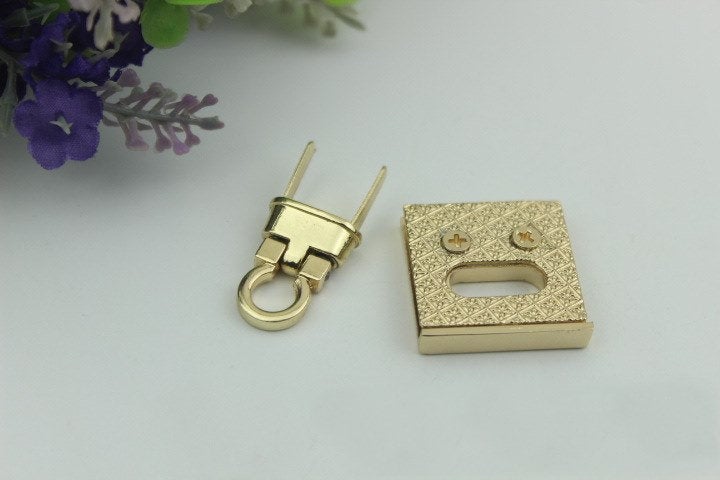 Square Rectangle Twist Turn Lock Bag Hardware Gold Silver Gunmetal Bronze 2/20 pcs Handmade Purse Handbag Making Metal 27mm 1" Bulk Supplies