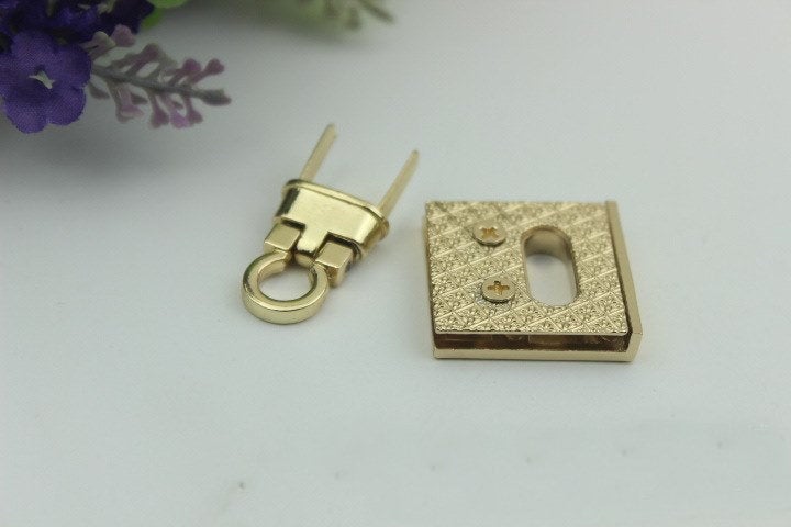 Square Rectangle Twist Turn Lock Bag Hardware Gold Silver Gunmetal Bronze 2/20 pcs Handmade Purse Handbag Making Metal 27mm 1" Bulk Supplies