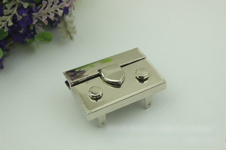 Metal Rectangle Purse Lock Thumb 50 35mm Tuck Tongue Clasp Latch Clutch Case Bag Leathercraft Hardware Repair Silver Gold Bronze Black Bulk