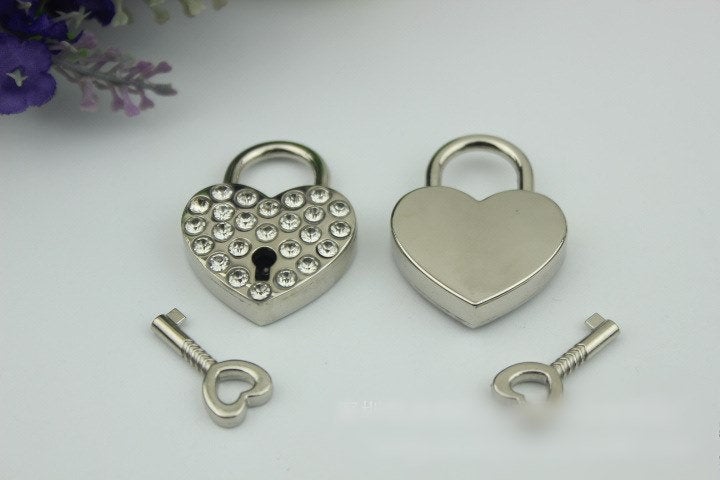 Padlock Bag Hardware Heart Gunmetal Black 30 mm 1 1/4" Love 1/20 pcs Handmade Purse Handbag Making Metal Bulk Wholesale Accessories Supplies