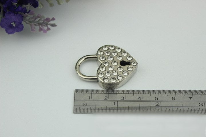 Padlock Bag Hardware Heart Gunmetal Black 30 mm 1 1/4" Love 1/20 pcs Handmade Purse Handbag Making Metal Bulk Wholesale Accessories Supplies