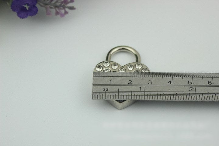 Padlock Bag Hardware Heart Gunmetal Black 30 mm 1 1/4" Love 1/20 pcs Handmade Purse Handbag Making Metal Bulk Wholesale Accessories Supplies