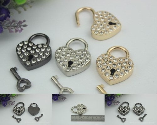 Padlock Bag Hardware Heart Gunmetal Black 30 mm 1 1/4" Love 1/20 pcs Handmade Purse Handbag Making Metal Bulk Wholesale Accessories Supplies