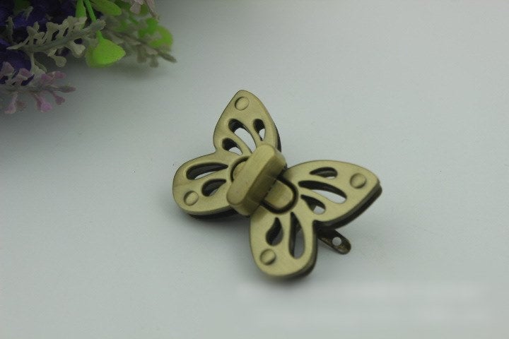 Butterfly Twist Turn Lock Bag Hardware Gold Silver Gunmetal Bronze 2/20 pcs Handmade Purse Handbag Making Metal 50 35mm 2 1 3/8" Supplies