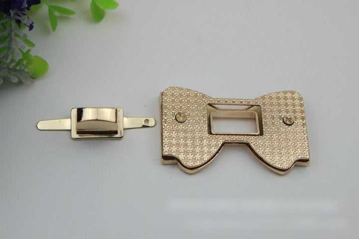 Bowknot Butterfly Twist Turn Lock Bag Hardware Light Gold 2/20 pcs Handmade Purse Handbag Making Metal 60 40mm 2 3/8 1 5/8" Bulk Supplies