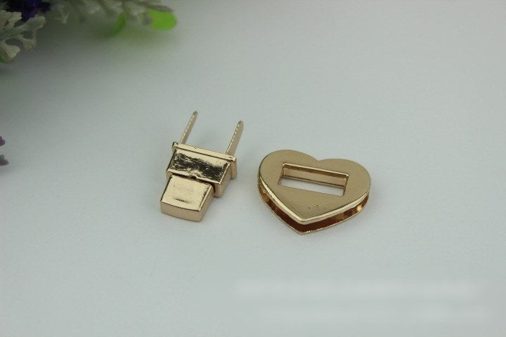 Heart Love Twist Turn Lock Bag Hardware Light Gold Gunmetal Black 2/20 pcs Handmade Purse Handbag Making Metal 25 mm 1" Wholesale Supplies