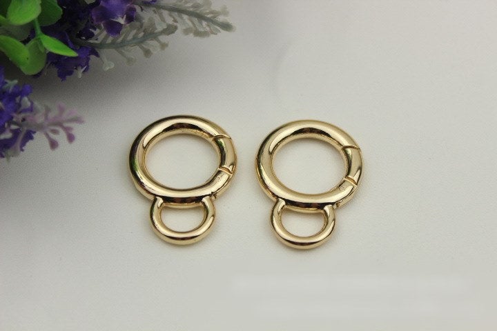 Round Spring Push Gate Ring Swivel Snap Hook 20mm 3/4" Gold Silver Metal Trigger Lobster Clasp Clip Purse Bag Handbag Handle Wholesale