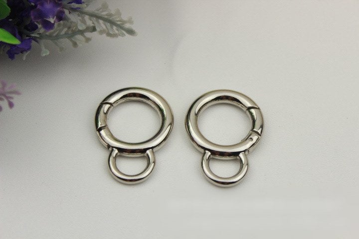 Round Spring Push Gate Ring Swivel Snap Hook 20mm 3/4" Gold Silver Metal Trigger Lobster Clasp Clip Purse Bag Handbag Handle Wholesale