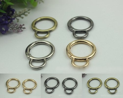 Round Spring Push Gate Ring Swivel Snap Hook 25mm 1" Gold Silver Metal Trigger Lobster Clasp Clip Purse Bag Handbag Handle Wholesale