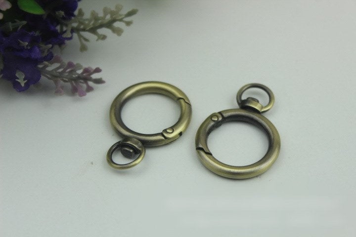 Round Spring Push Gate Ring Swivel Snap Hook 40 20 mm Gold Silver Metal Trigger Lobster Clasp Clip Purse Bag Handbag Handle Bulk Wholesale