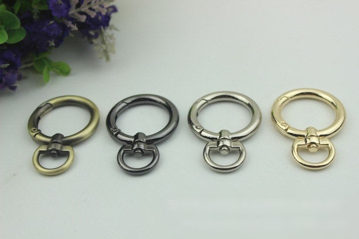 Round Spring Push Gate Ring Swivel Snap Hook 50 25mm 2 1" Gold Silver Metal Trigger Lobster Clasp Clip Purse Bag Handbag Handle Wholesale