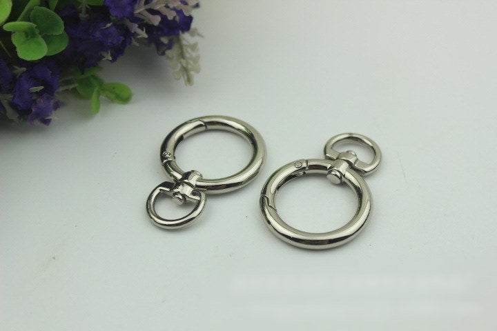 Round Spring Push Gate Ring Swivel Snap Hook 50 25mm 2 1" Gold Silver Metal Trigger Lobster Clasp Clip Purse Bag Handbag Handle Wholesale