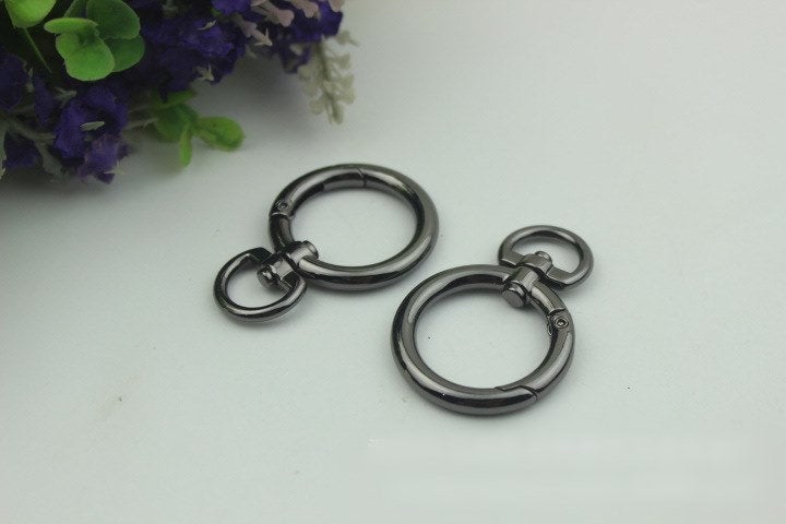 Round Spring Push Gate Ring Swivel Snap Hook 50 25mm 2 1" Gold Silver Metal Trigger Lobster Clasp Clip Purse Bag Handbag Handle Wholesale