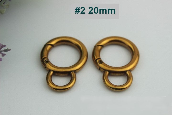 Round Spring Push Gate Ring Swivel Snap Hook 16 20 25 32 38 mm Old Gold Metal Trigger Lobster Clasp Clip Purse Bag Handbag Handle Wholesale