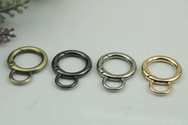 Round Spring Push Gate Ring Swivel Snap Hook 32 17mm Gold Silver Metal Trigger Lobster Clasp Clip Purse Bag Handbag Handle Hardware Bulk