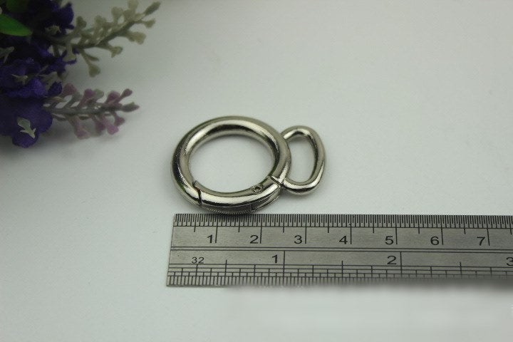 Round Spring Push Gate Ring Swivel Snap Hook 32 20mm Gold Silver Metal Trigger Lobster Clasp Clip Purse Bag Handbag Hardware Bulk Wholesale