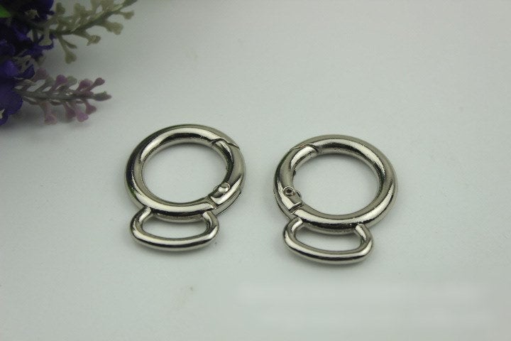 Round Spring Push Gate Ring Swivel Snap Hook 32 20mm Gold Silver Metal Trigger Lobster Clasp Clip Purse Bag Handbag Hardware Bulk Wholesale