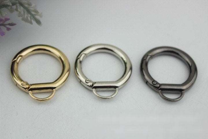 Round Spring Push Gate Ring Swivel Snap Hook 25 mm 1" Gold Silver Metal Trigger Lobster Clasp Clip Purse Bag Handbag Handle Bulk Wholesale