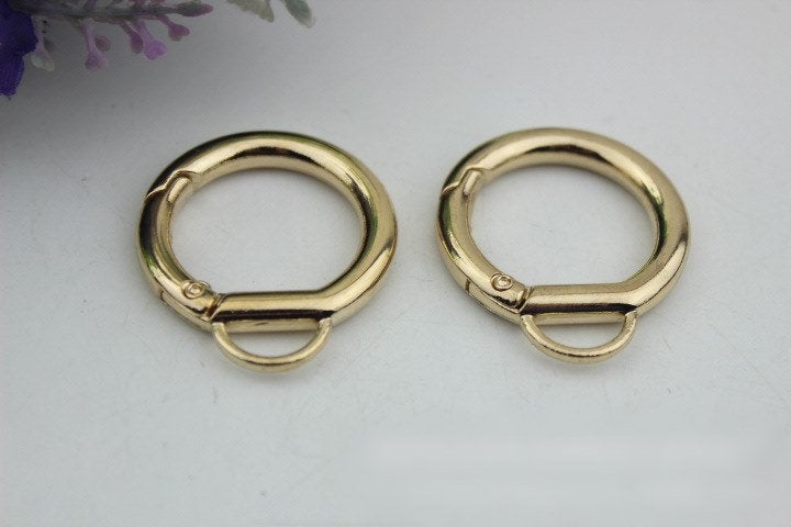 Round Spring Push Gate Ring Swivel Snap Hook 25 mm 1" Gold Silver Metal Trigger Lobster Clasp Clip Purse Bag Handbag Handle Bulk Wholesale