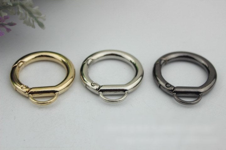 Round Spring Push Gate Ring Swivel Snap Hook 25 mm 1" Gold Silver Metal Trigger Lobster Clasp Clip Purse Bag Handbag Handle Bulk Wholesale