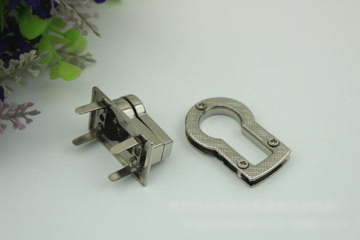 Mortise Twist Turn Lock Bag Hardware Gold Silver Gunmetal Bronze 1/10 pcs Handmade Purse Handbag Making Metal 45 28 mm 1 3/4 1 1/8" Supplies