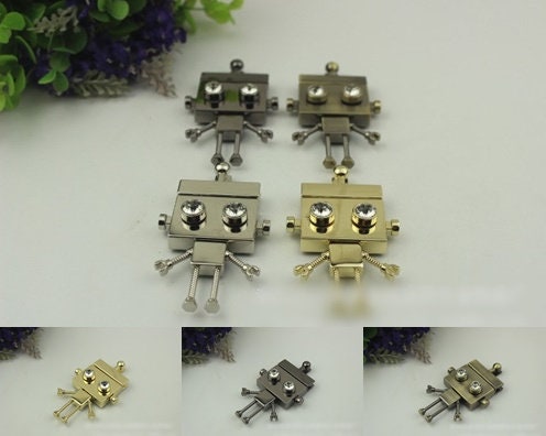 Robot Twist Turn Lock Bag Hardware Gold Silver Gunmetal Bronze 1/10 pcs Handmade Purse Handbag Making Metal 75 35mm 2 7/8 1 3/8" Supplies