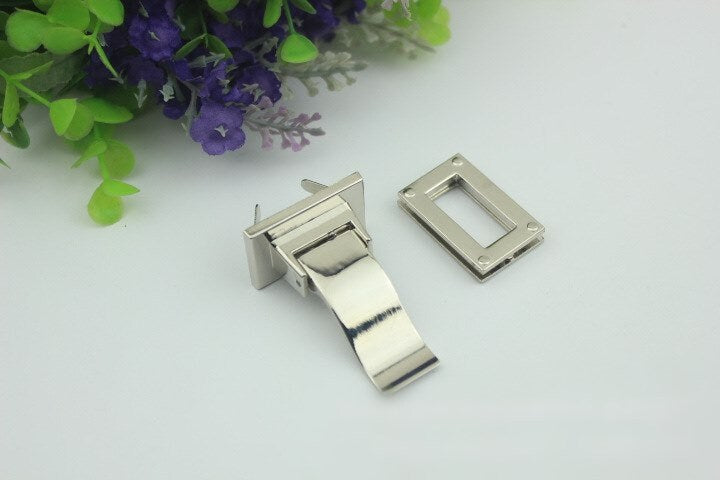 Rectangle Twist Turn Lock Bag Hardware Gold Silver Gunmetal Bronze 1/10 pcs Handmade Purse Handbag Making Metal 33 21mm 1 1/4 7/8" Supplies