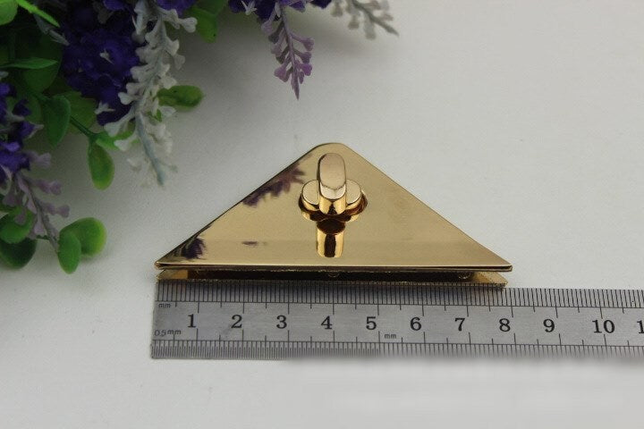 Triangle Twist Turn Lock Bag Hardware Light Gold Silver 1/10 pcs Handmade Purse Handbag Making Metal 80 55mm 3 1/8 2 1/8" Wholesale Supplies