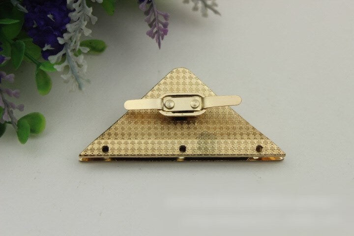 Triangle Twist Turn Lock Bag Hardware Light Gold Silver 1/10 pcs Handmade Purse Handbag Making Metal 80 55mm 3 1/8 2 1/8" Wholesale Supplies