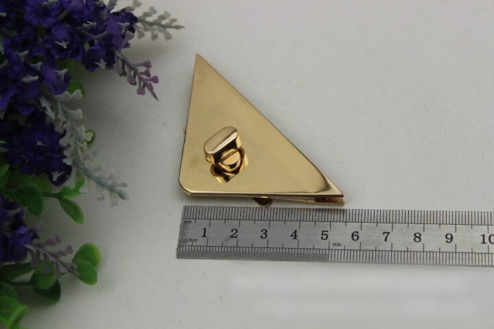 Triangle Twist Turn Lock Bag Hardware Light Gold Silver 1/10 pcs Handmade Purse Handbag Making Metal 80 55mm 3 1/8 2 1/8" Wholesale Supplies