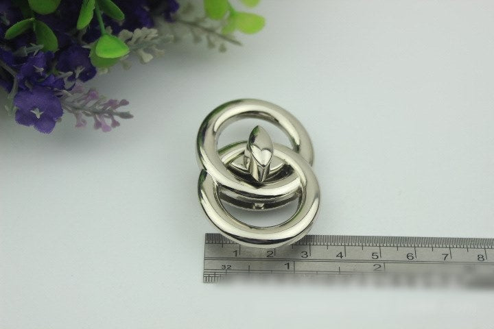 Circle Round Twist Turn Lock Bag Hardware Gold Silver Gunmetal Bronze 1/10 pcs Handmade Purse Handbag Making Metal 50 32mm 2 1 1/4" Supplies