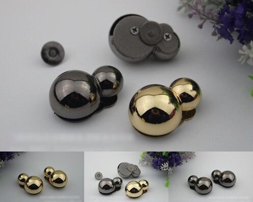 Magnetic Button Lock 40mm 1 5/8" Purse Charm Organizer Luggage Hardware Antique Gold Lock No Key Closure Small Bag Clutch Metal Accessories