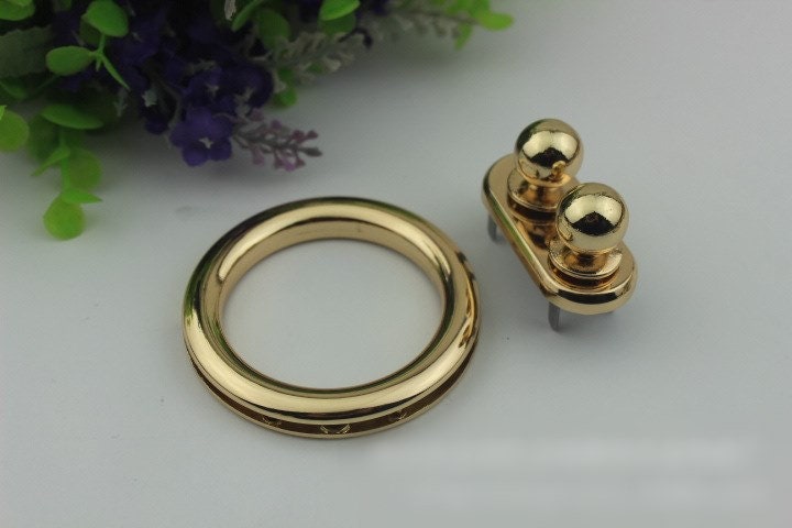 Round Twist Switch Lock Bag Hardware Light Gold 1/10 pcs Handmade Purse Handbag Making Metal 32mm 42mm 1 5/8" 1 1/4" Wholesale Bulk Supplies