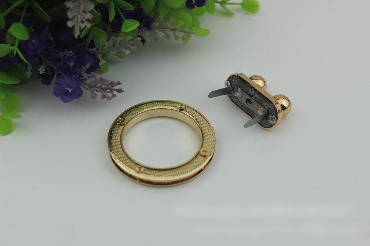 Round Twist Switch Lock Bag Hardware Light Gold 1/10 pcs Handmade Purse Handbag Making Metal 32mm 42mm 1 5/8" 1 1/4" Wholesale Bulk Supplies