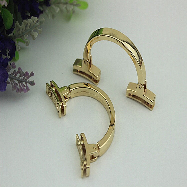 Arc Strap Handles Connector Bag Hardware Metal Lock Buckle Light Gold 1/10 pcs Handmade Purse Handbag Backpack Making 63mm 2 1/2 Inch Bulk